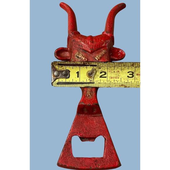 Cast Iron Long Horn Beer Bottle Opener Steer Texas RED Western Collector Retro - Picture 4 of 4